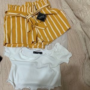 Women’s casual summer outfit; shirts and top set